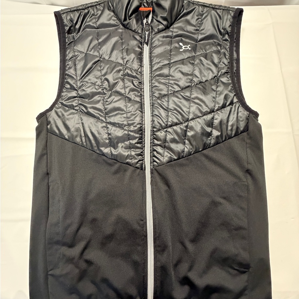 Orangetheory Black Quilted Hybrid‎ Vest with Contrast Zip